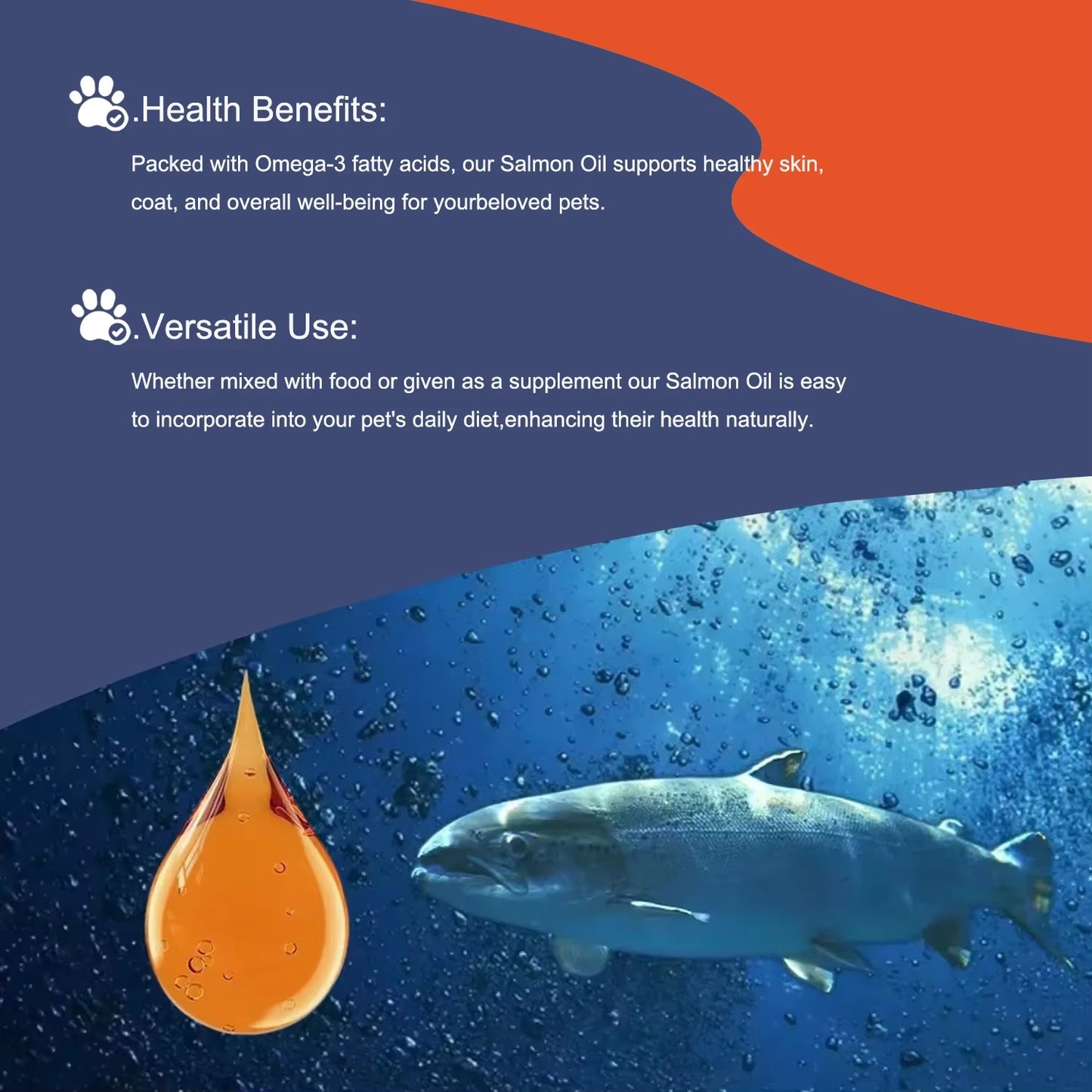 500Ml Natural Salmon Oil for Dogs - Omega Fatty Acids Supplement - Human Grade Nutritional Health Support