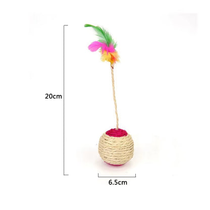 Cat Toy Pet Cat Sisal Scratching Ball Training Interactive Toy for Kitten Pet Cat Supplies Funny Play Feather Toy Cat Accessorie